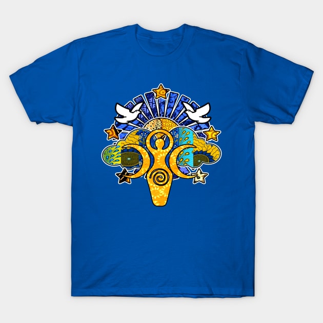 Goddess Celestial Sun and Stars T-Shirt by artbyomega